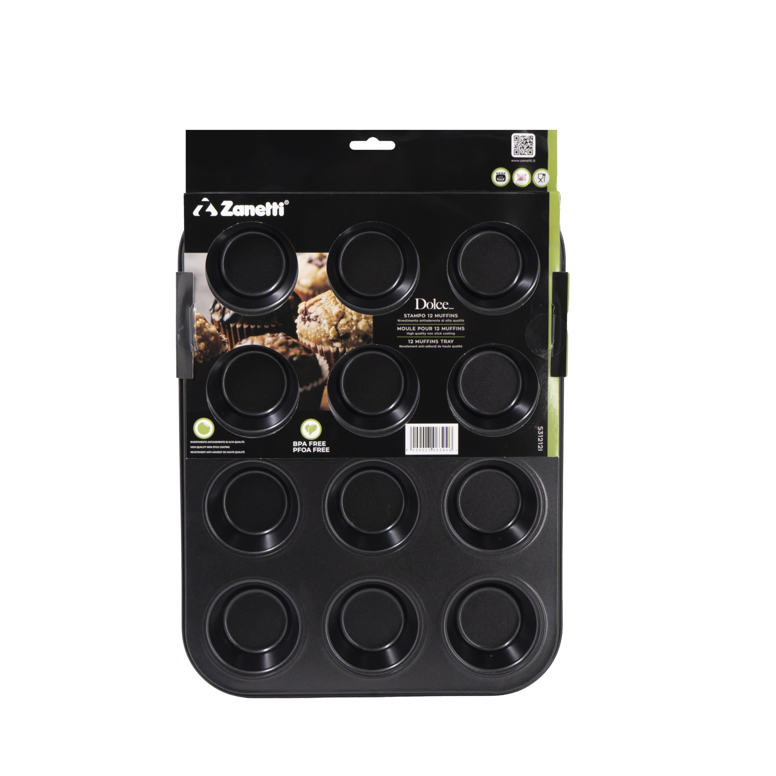zanetti-stampo-12-muffin-in-carbon-steel-antiaderente-35x26-5-cm-nero image 2