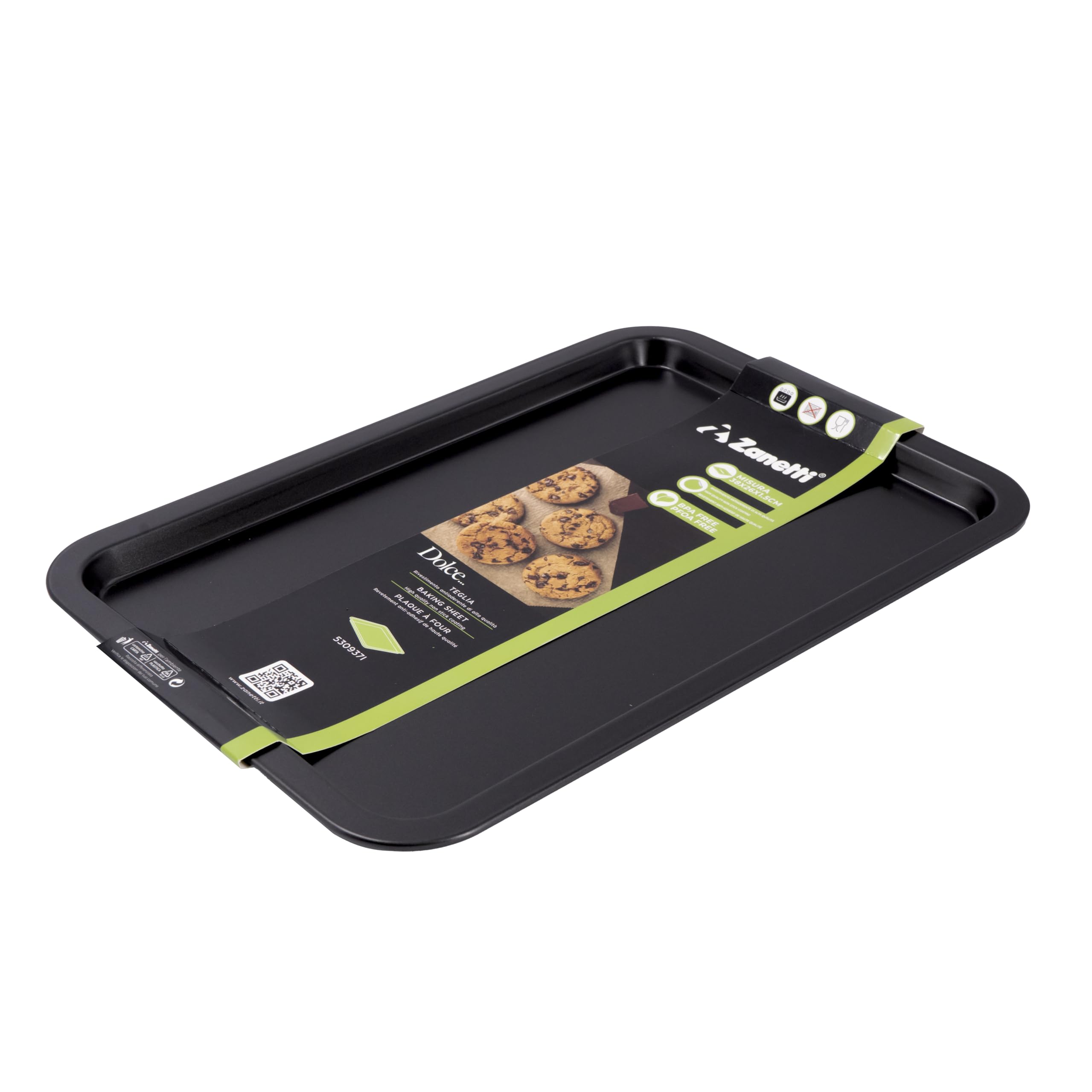 zanetti-teglia-rettangolare-38x26-5x1-6-cm-in-carbon-steel-antiaderente-nera image 1