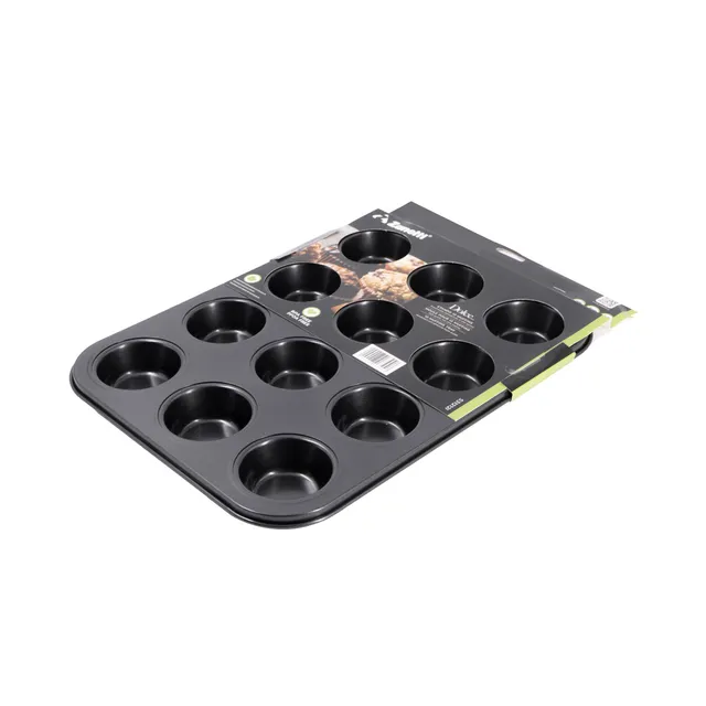 zanetti-stampo-12-muffin-in-carbon-steel-antiaderente-35x26-5-cm-nero image 1