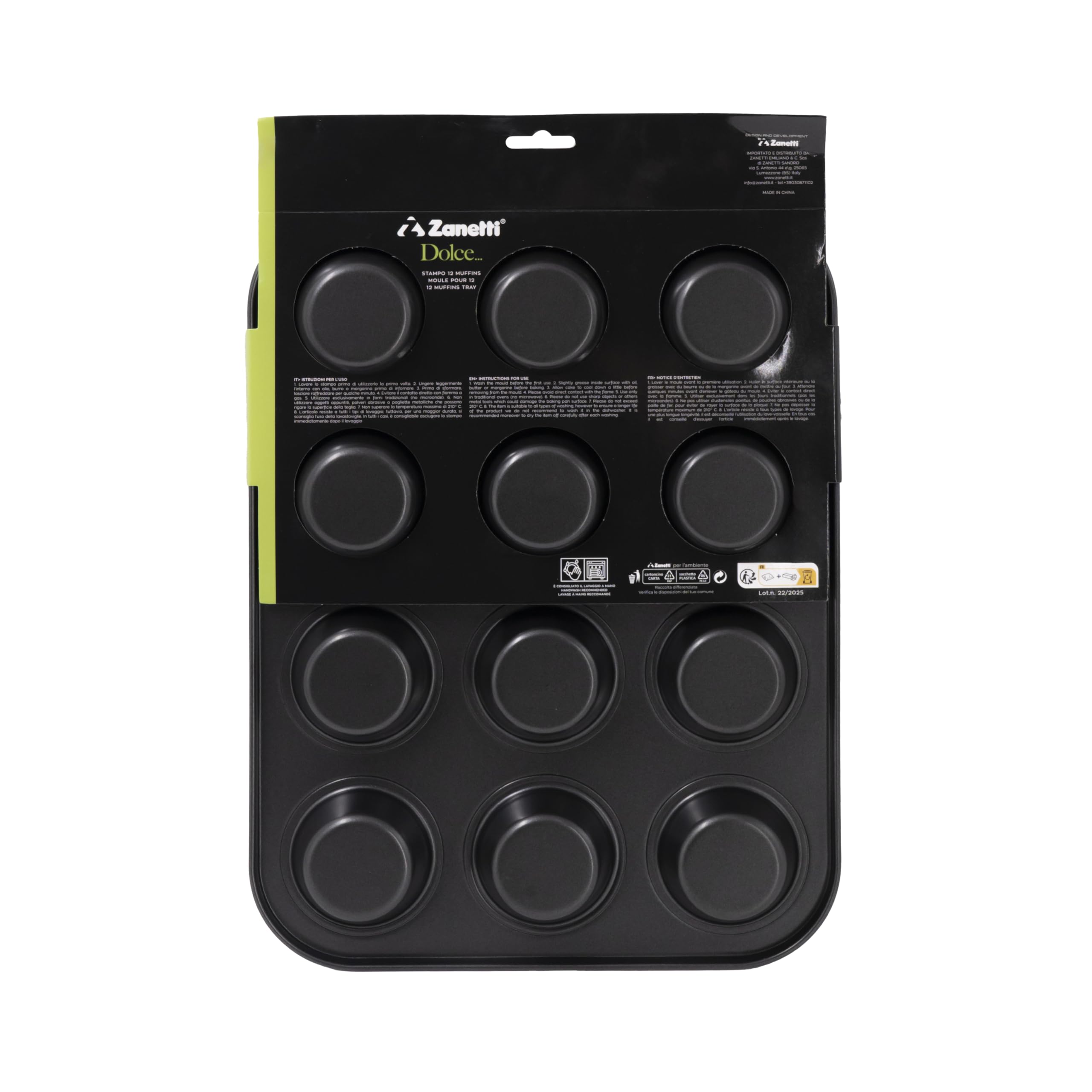 zanetti-stampo-12-muffin-in-carbon-steel-antiaderente-35x26-5-cm-nero image 3