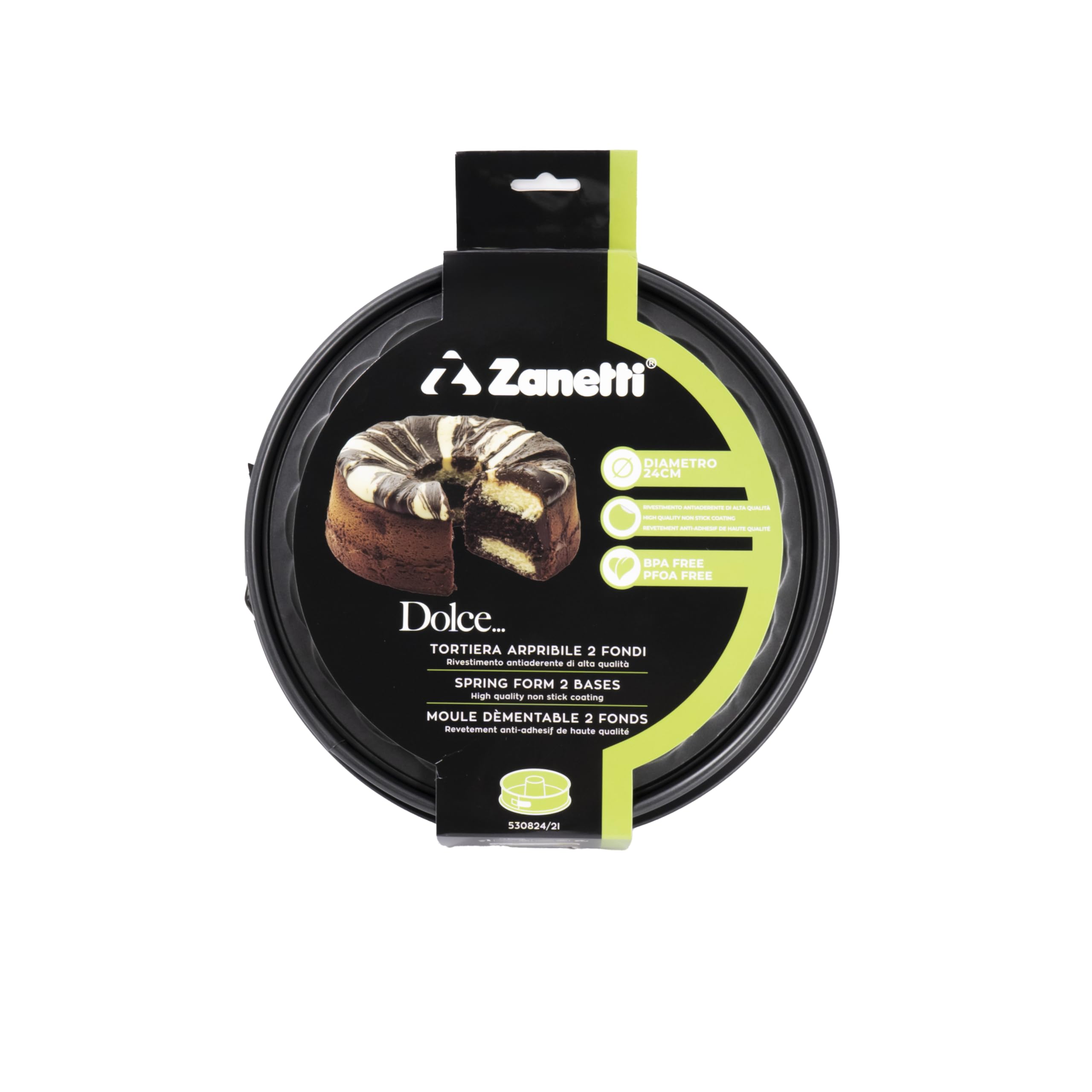 zanetti-tortiera-apribile-24-cm-h-7-cm-carbon-steel-nero-con-2-fondi image 2
