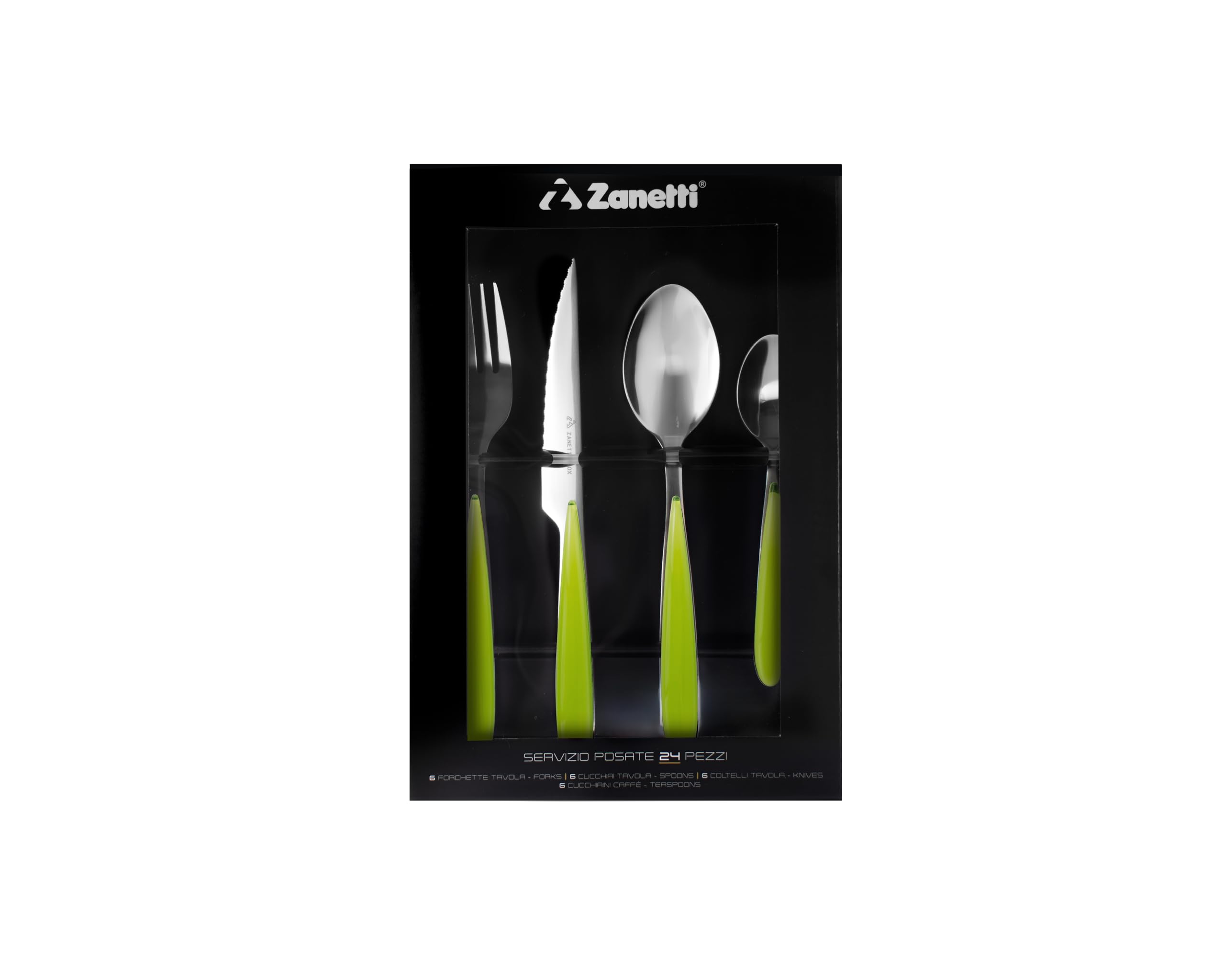 zanetti-elegance-set-posate-24-pezzi-acciaio-inox-manico-verde-abs image 2