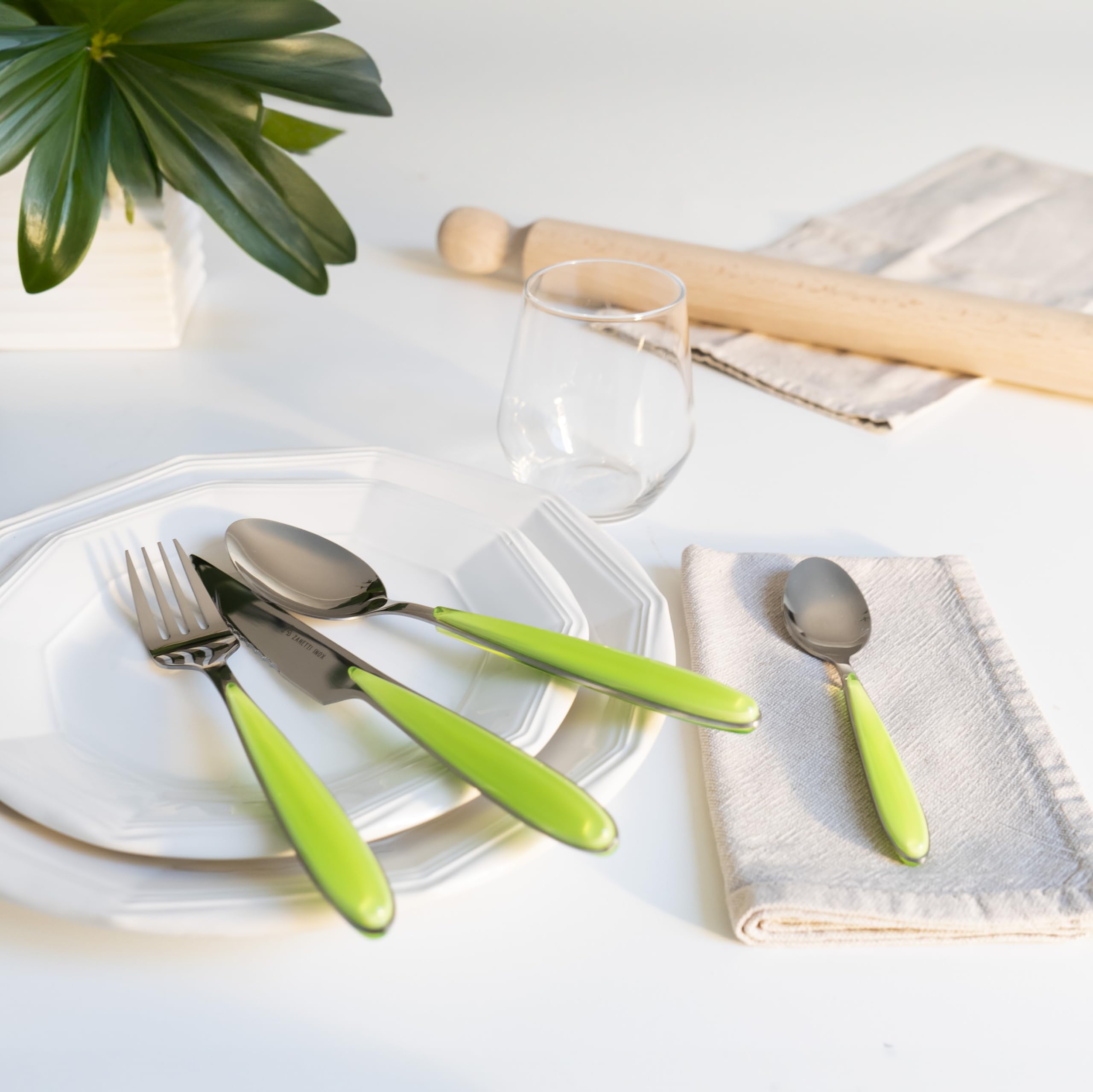zanetti-elegance-set-posate-24-pezzi-acciaio-inox-manico-verde-abs image 5